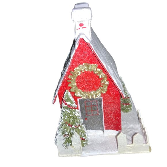 Christmas Village Cardboard Church School Town House Building - Picture 2 of 9